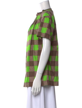 Marni Plaid Print Crew Neck Blouse