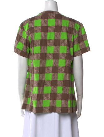 Marni Plaid Print Crew Neck Blouse