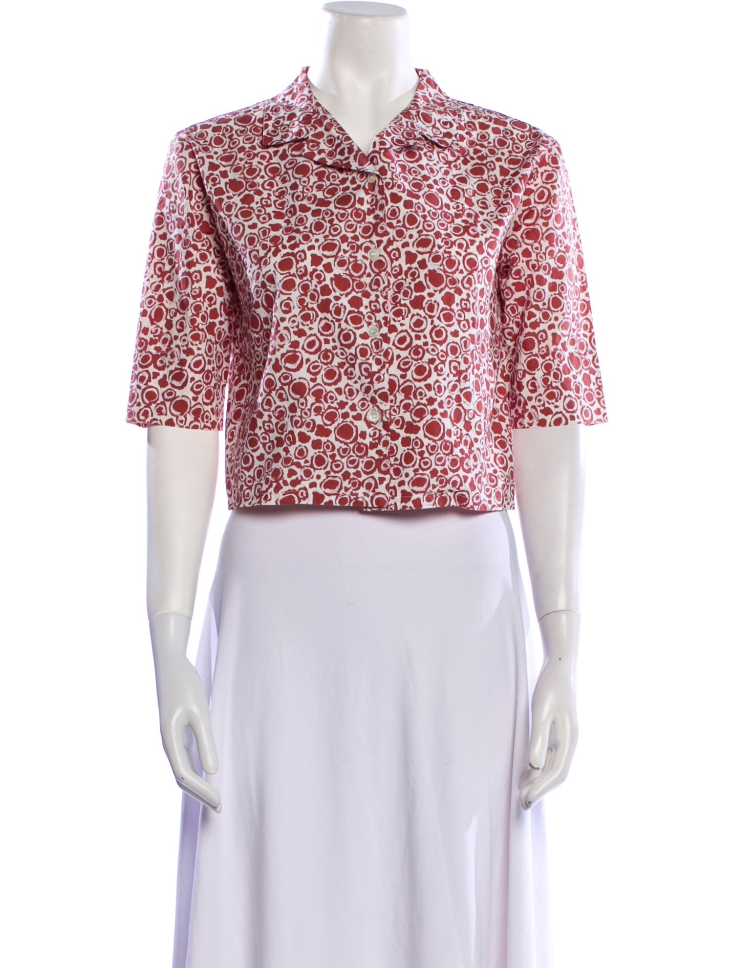 Marni Floral Print Short Sleeve Crop Top