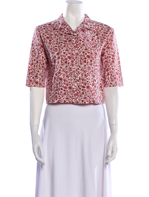 Marni Floral Print Short Sleeve Crop Top