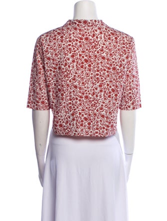 Marni Floral Print Short Sleeve Crop Top