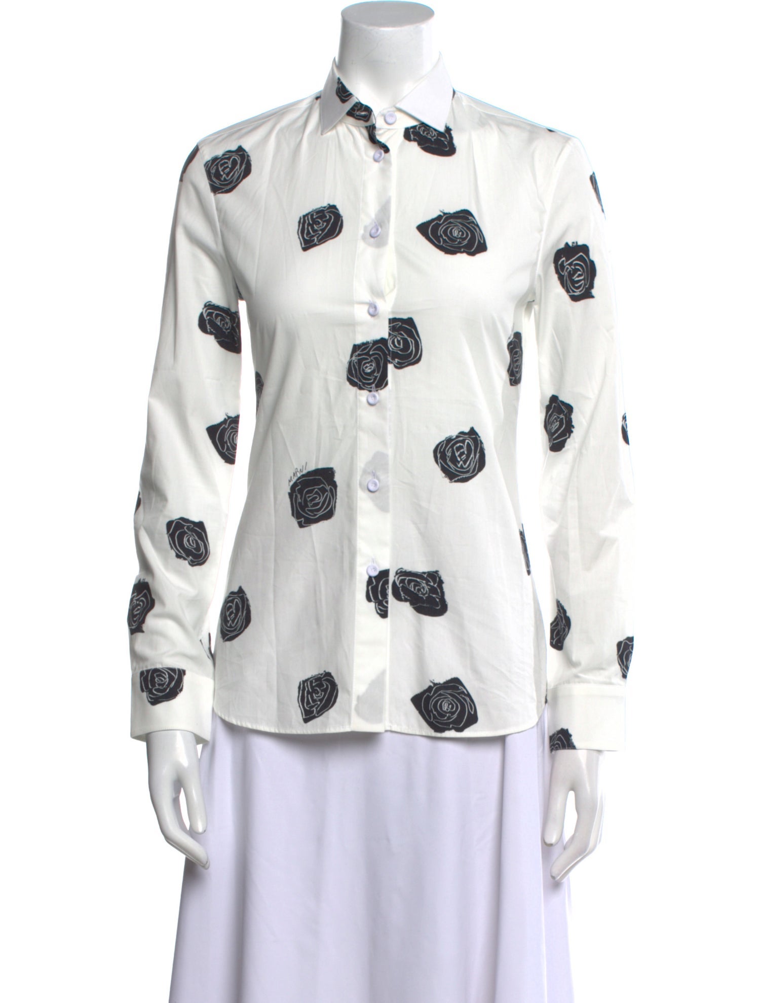 Marni Printed Long Sleeve Button-Up Top
