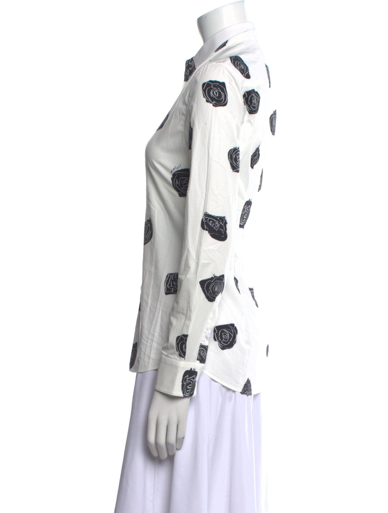 Marni Printed Long Sleeve Button-Up Top