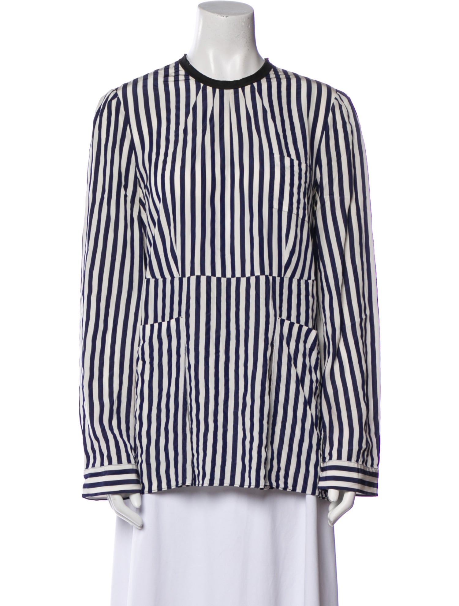 Marni Striped Crew Neck Button-Up Top