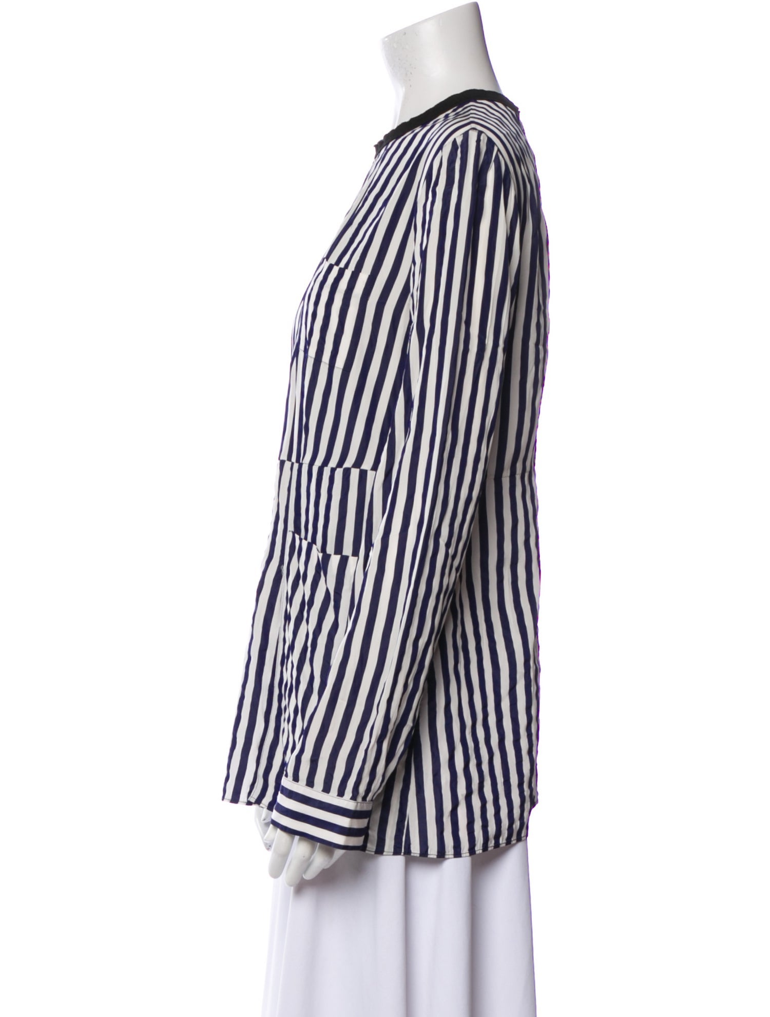 Marni Striped Crew Neck Button-Up Top