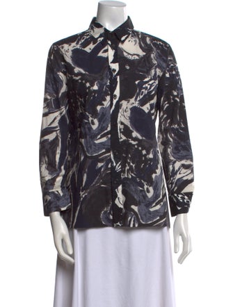 Marni Printed Long Sleeve Button-Up Top