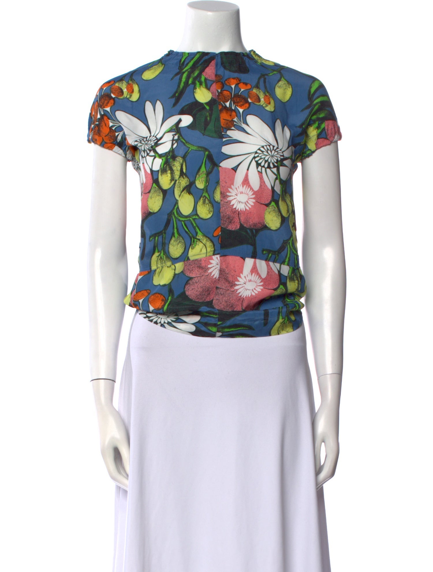 Marni Floral Print Mock Neck Top
