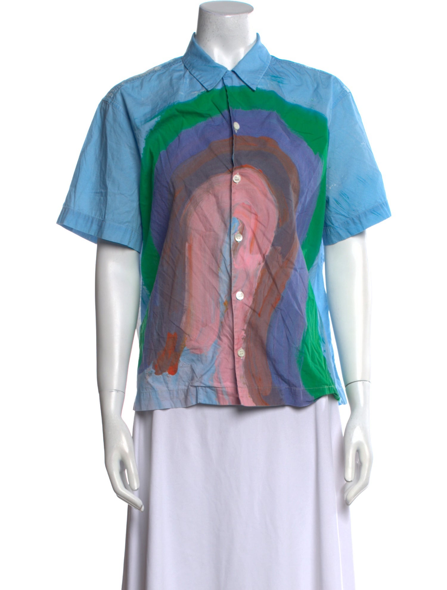 Marni Printed Short Sleeve Button-Up Top