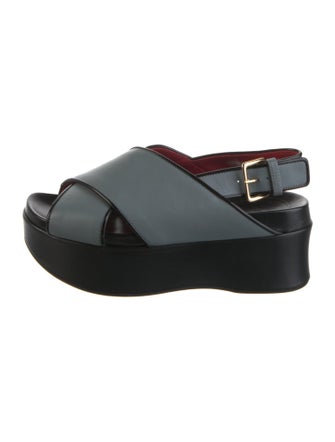 Marni Leather Colorblock Pattern Slingback Sandals