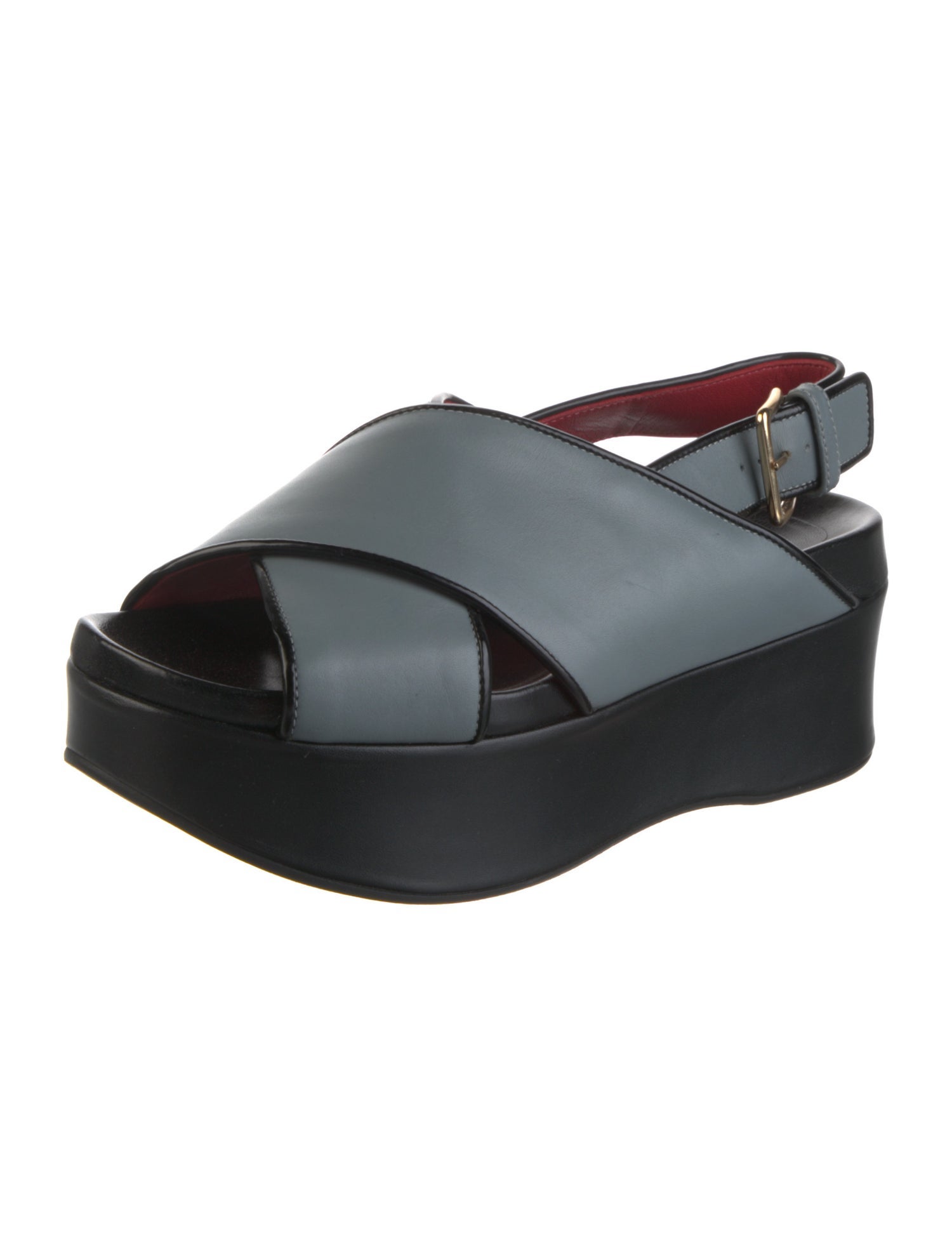Marni Leather Colorblock Pattern Slingback Sandals