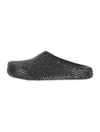 Marni Leather Crystal Embellishments Slippers