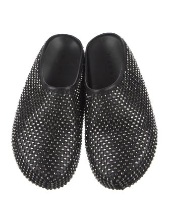 Marni Leather Crystal Embellishments Slippers