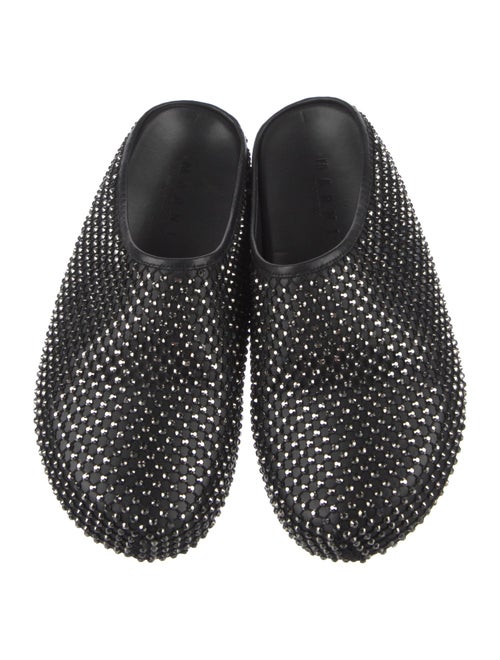 Marni Leather Crystal Embellishments Slippers