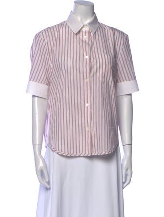 Marni Striped Short Sleeve Button-Up Top