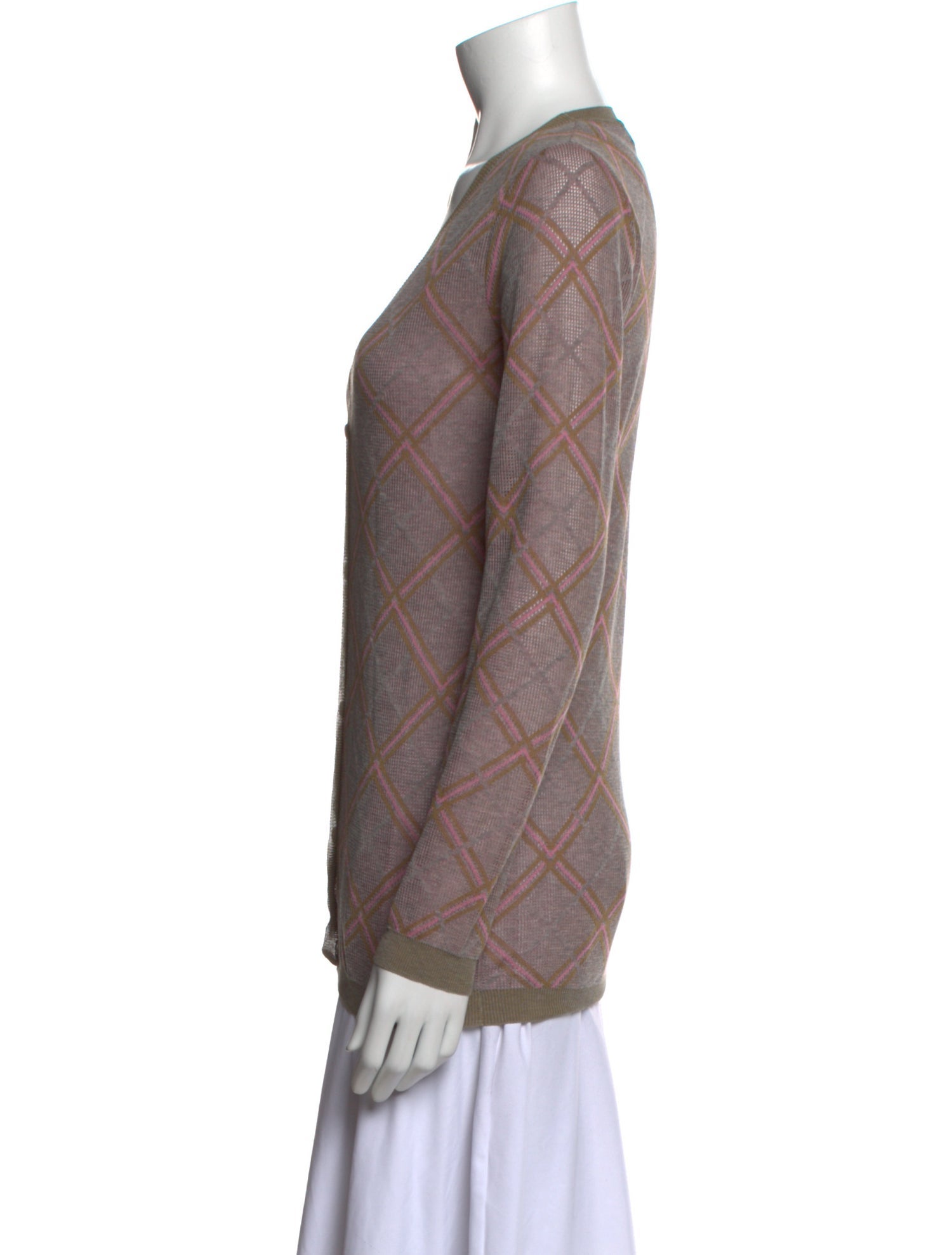 Marni Plaid Print V-Neck Sweater