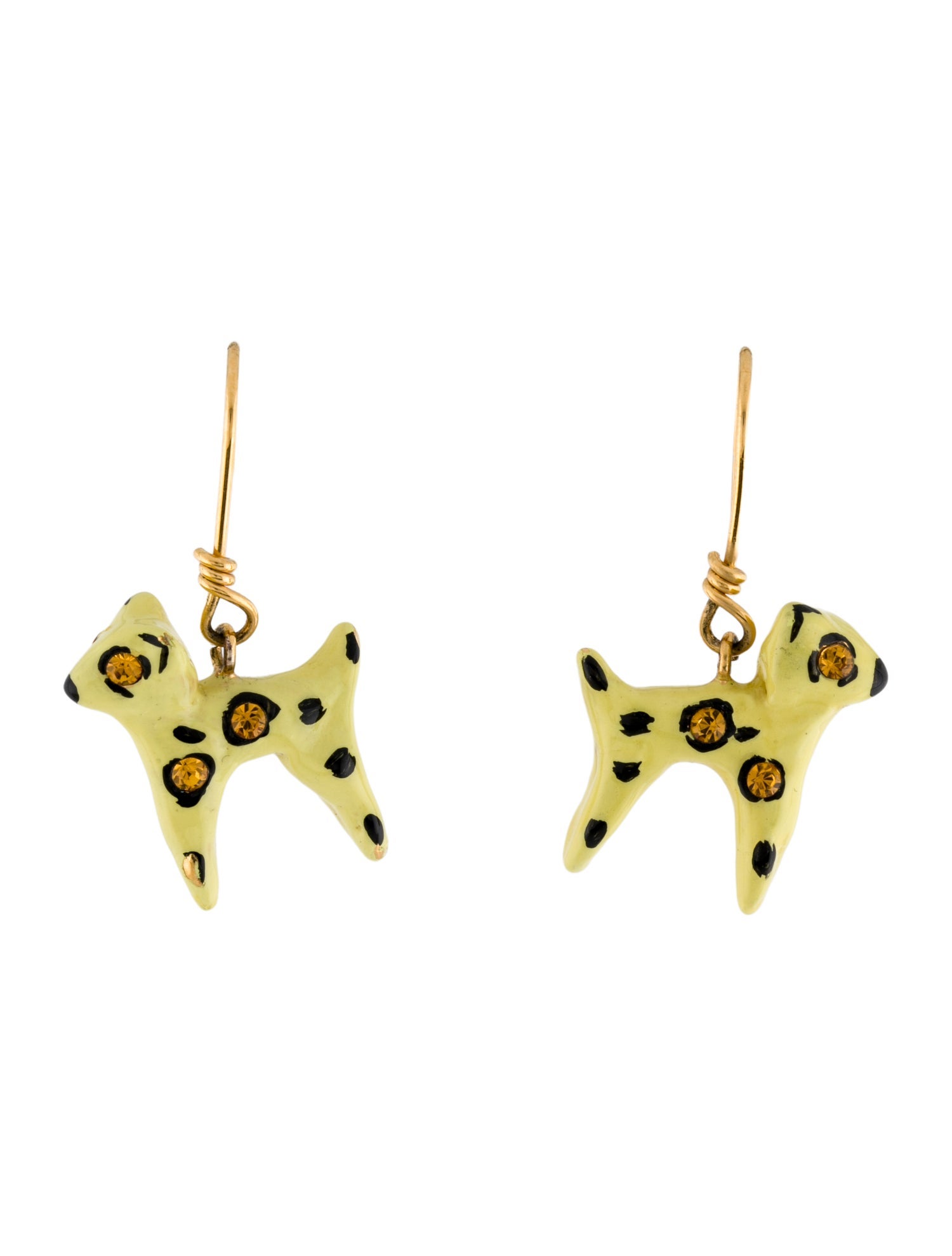 Marni Enamel & Crystal Leopard Drop Earrings