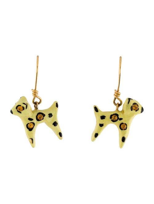 Marni Enamel & Crystal Leopard Drop Earrings