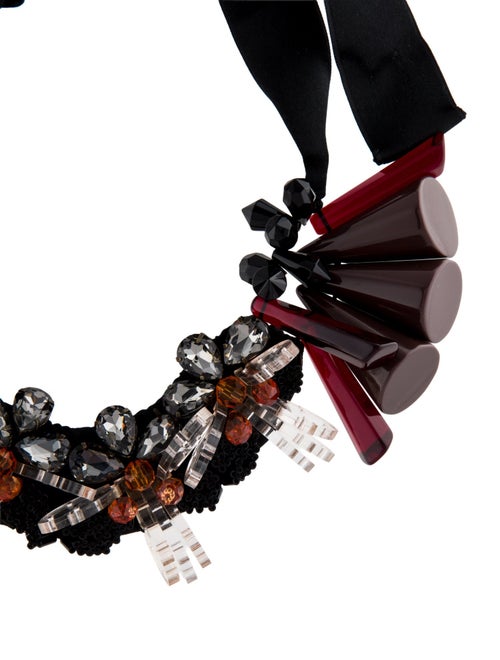 Marni Resin & Crystal Silk Ribbon Collar Necklace