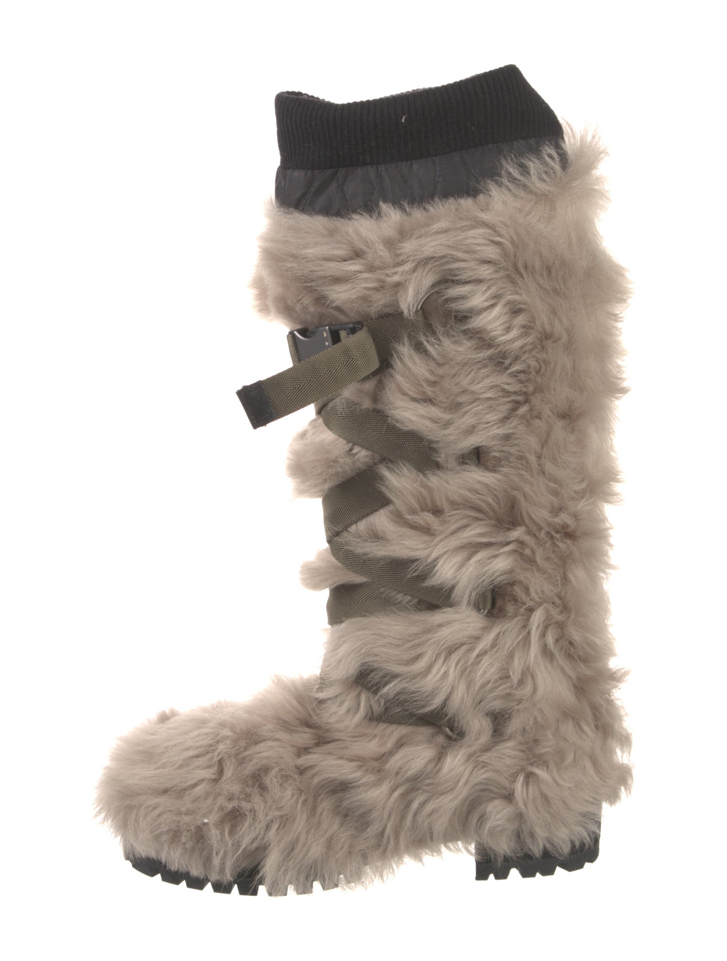 Marni Shearling Patterned Lace-Up Boots