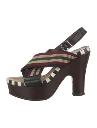 Marni Canvas Striped Slingback Sandals