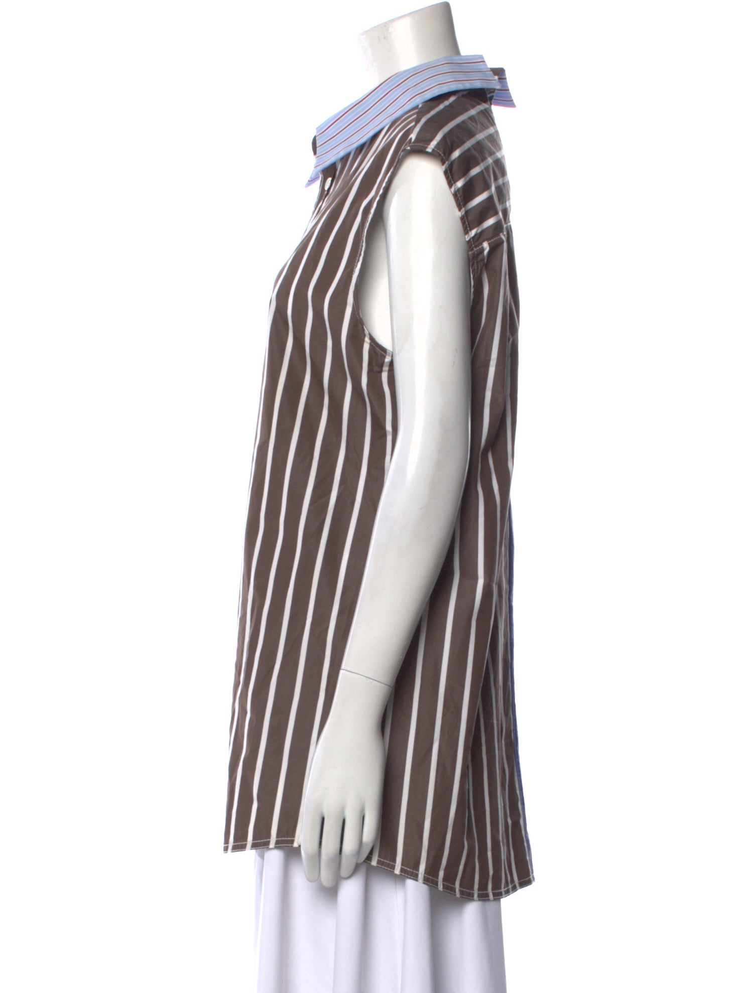 Marni Striped Short Sleeve Button-Up Top