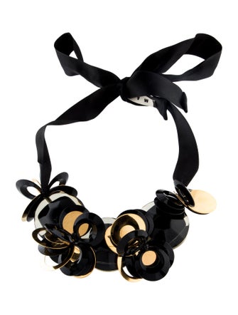 Marni Resin & Glass Silk Ribbon Collar Necklace
