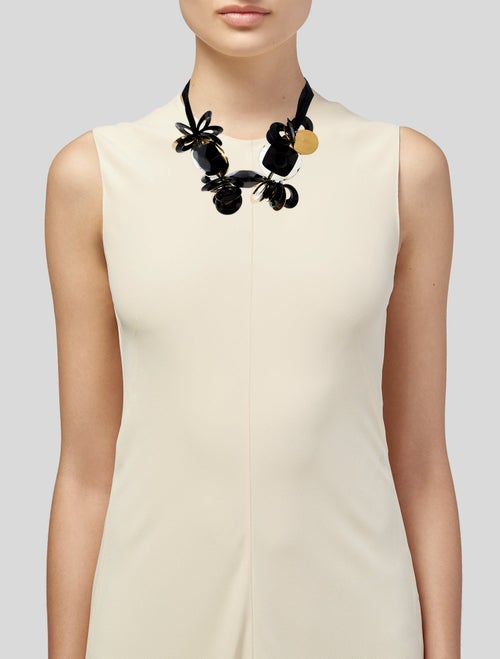 Marni Resin & Glass Silk Ribbon Collar Necklace