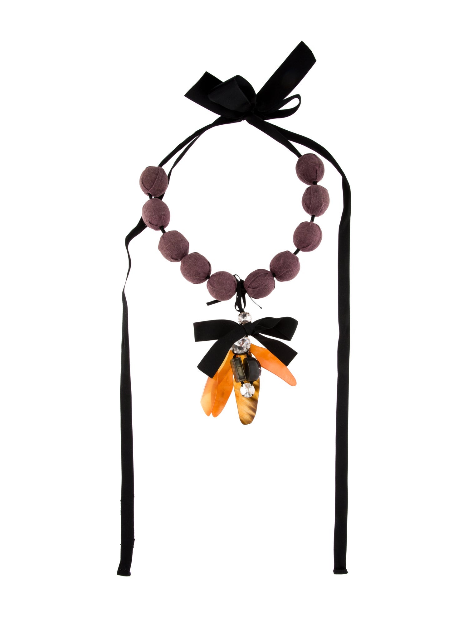 Marni Resin, Crystal & Fabric Silk Ribbon Collar Necklace