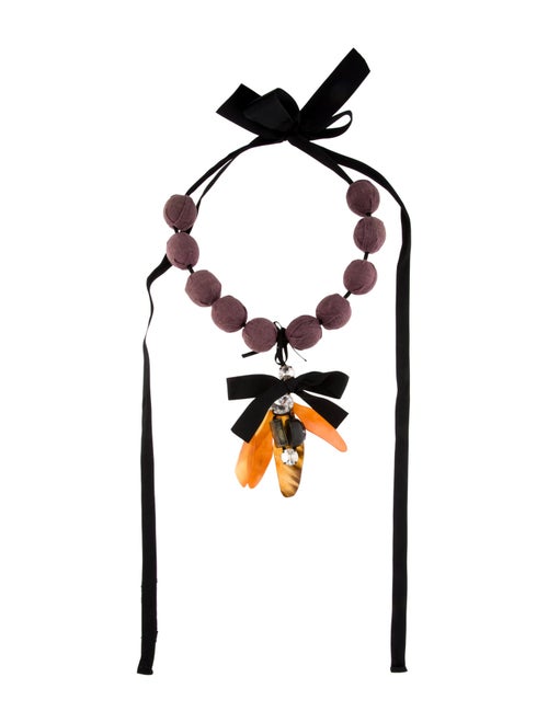 Marni Resin, Crystal & Fabric Silk Ribbon Collar Necklace