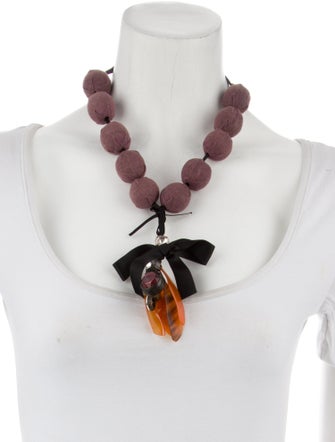 Marni Resin, Crystal & Fabric Silk Ribbon Collar Necklace