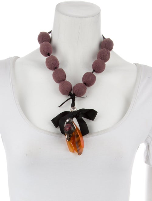 Marni Resin, Crystal & Fabric Silk Ribbon Collar Necklace