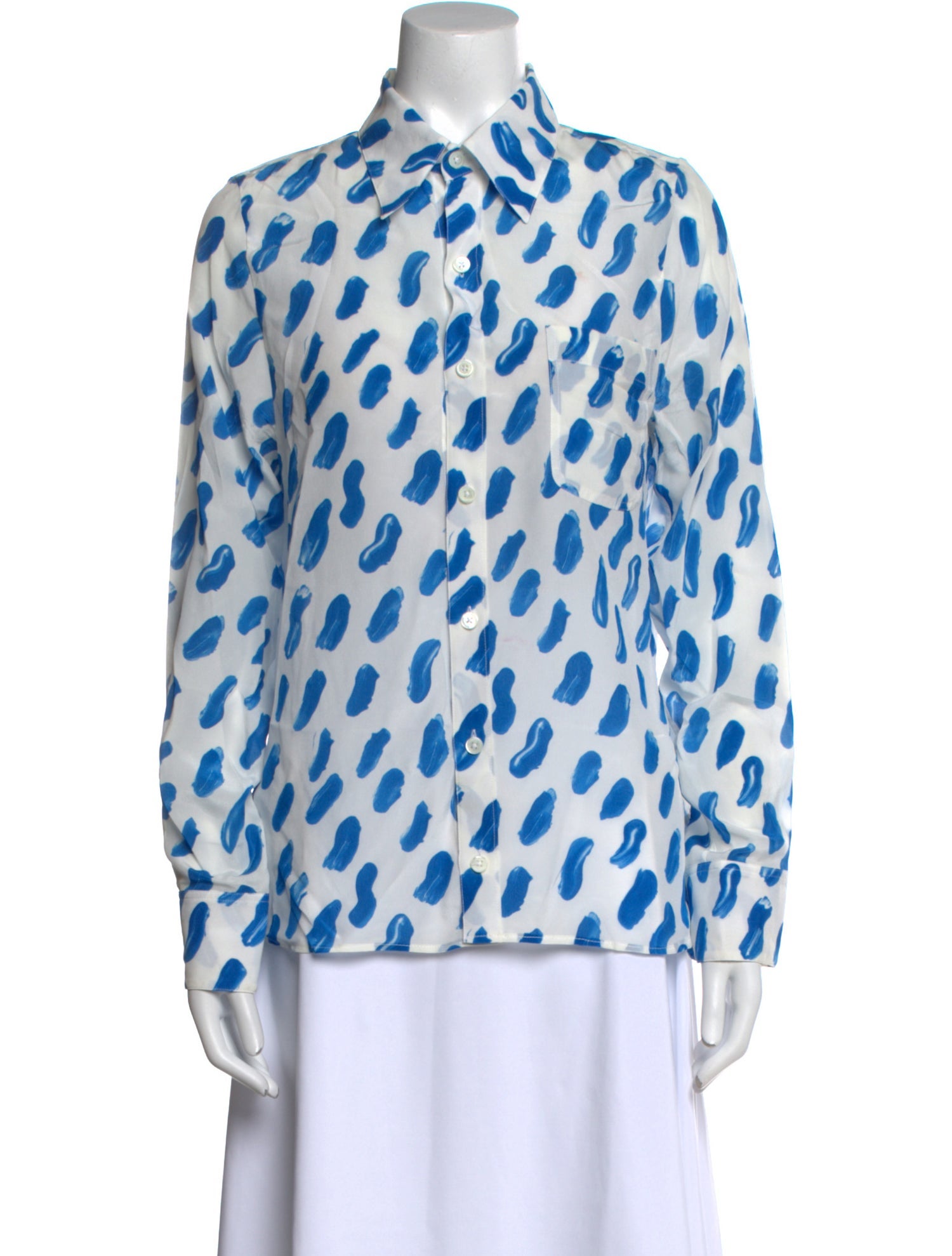 Marni Animal Print Mock Neck Button-Up Top