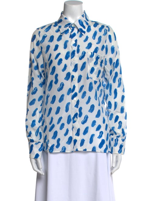 Marni Animal Print Mock Neck Button-Up Top