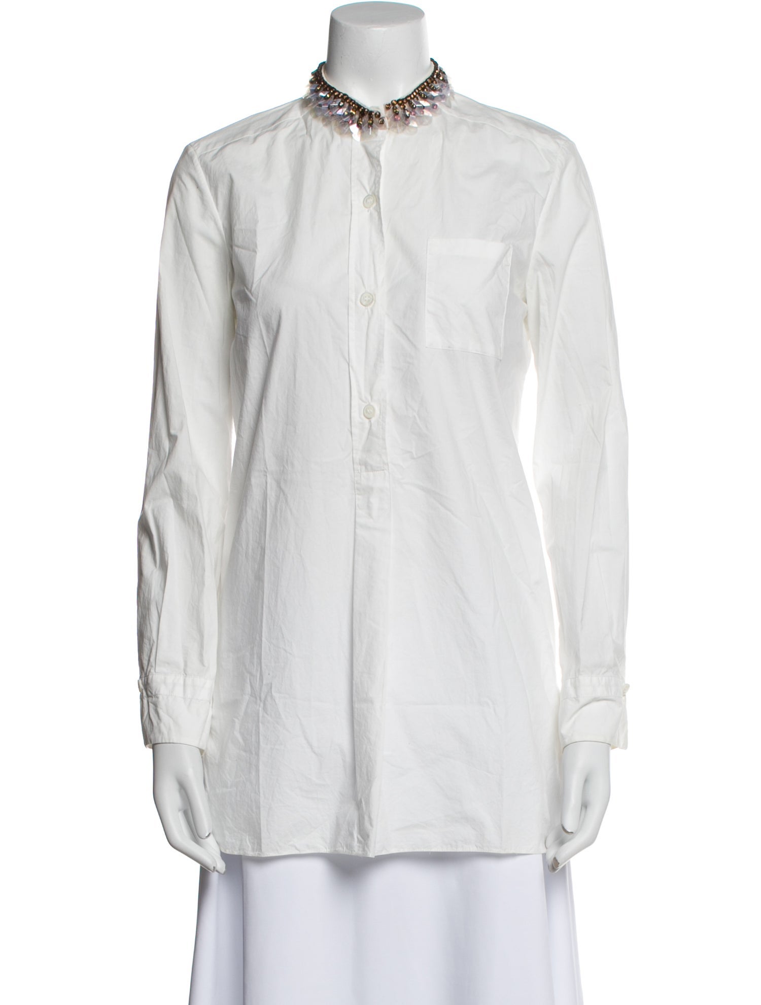 Marni Mock Neck Long Sleeve Button-Up Top