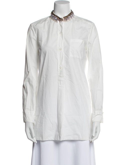 Marni Mock Neck Long Sleeve Button-Up Top