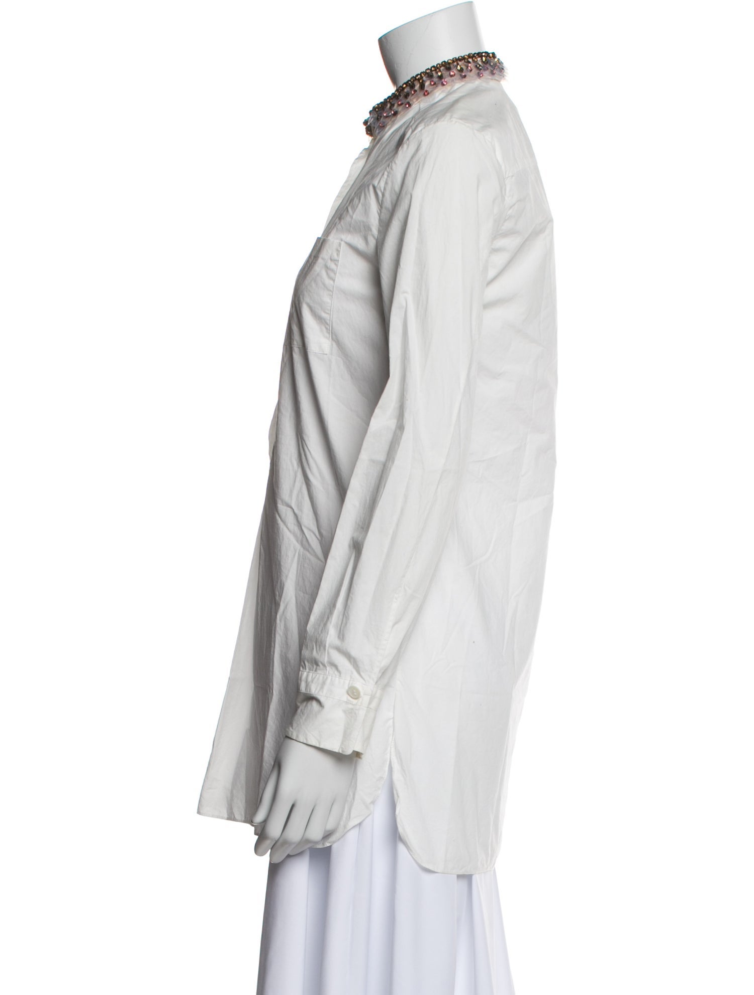 Marni Mock Neck Long Sleeve Button-Up Top