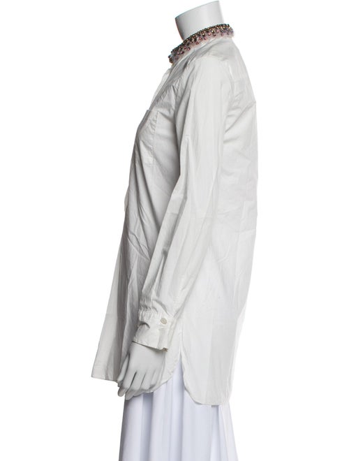 Marni Mock Neck Long Sleeve Button-Up Top