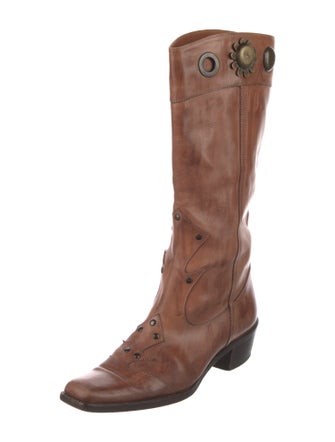 Marni Leather Colorblock Pattern Western Boots