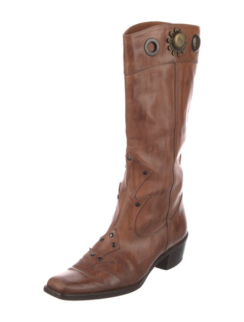 Marni Leather Colorblock Pattern Western Boots