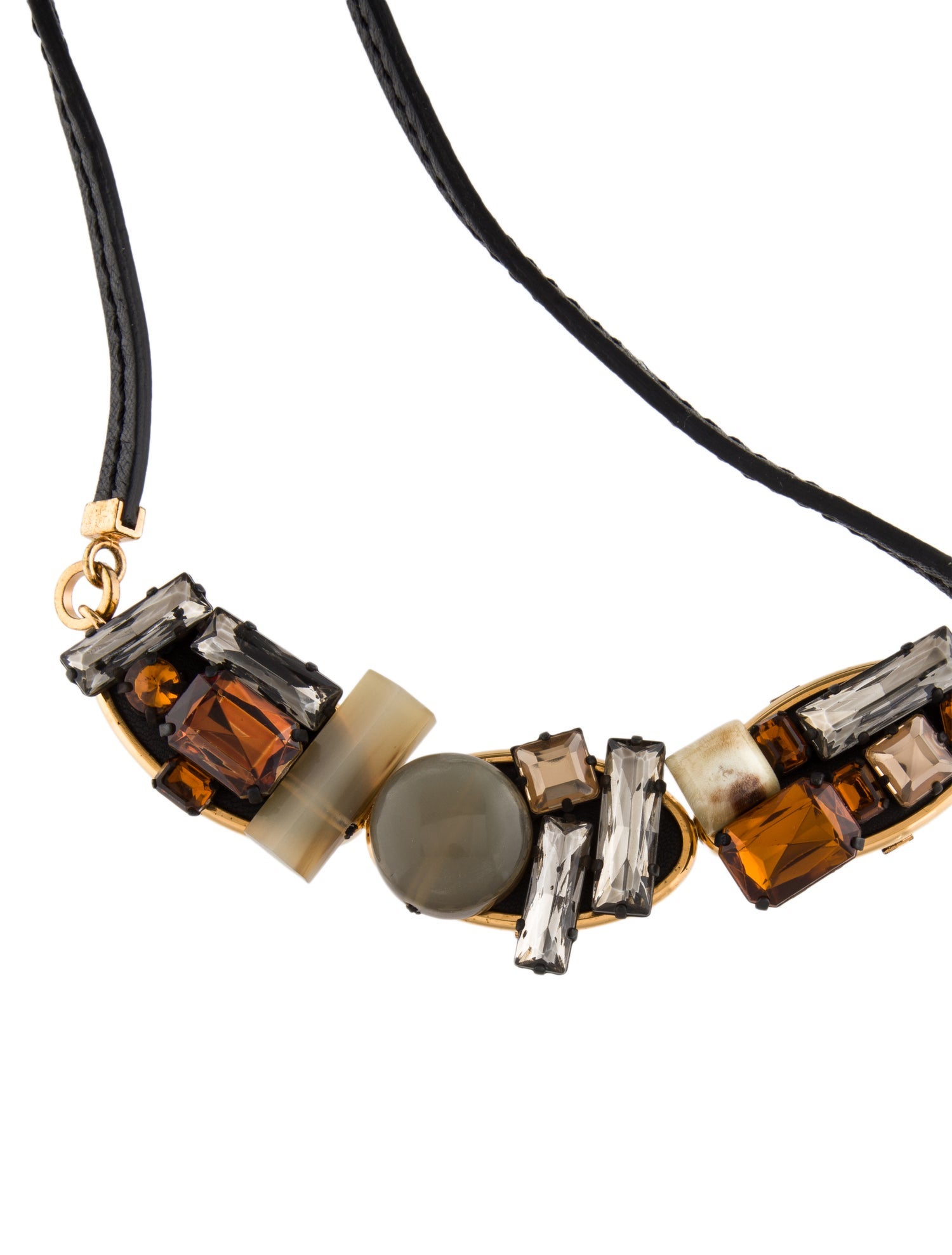 Marni Crystal, Resin & Leather Collar Necklace