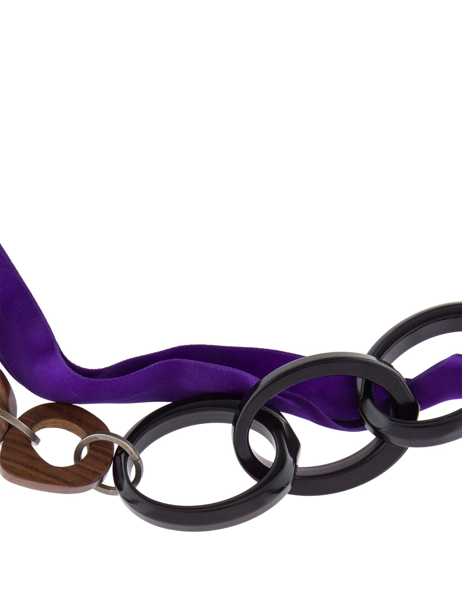 Marni Resin & Wood Silk Ribbon Collar Necklace