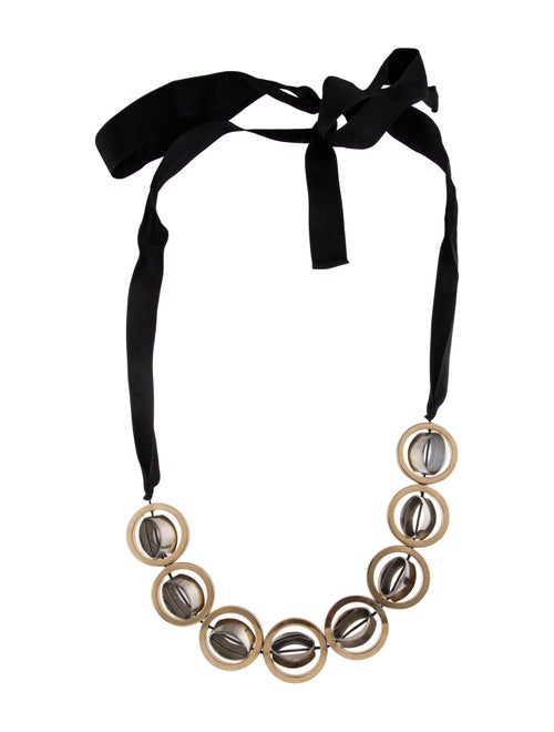 Marni Two-Tone Glass Silk Ribbon Collar Necklace