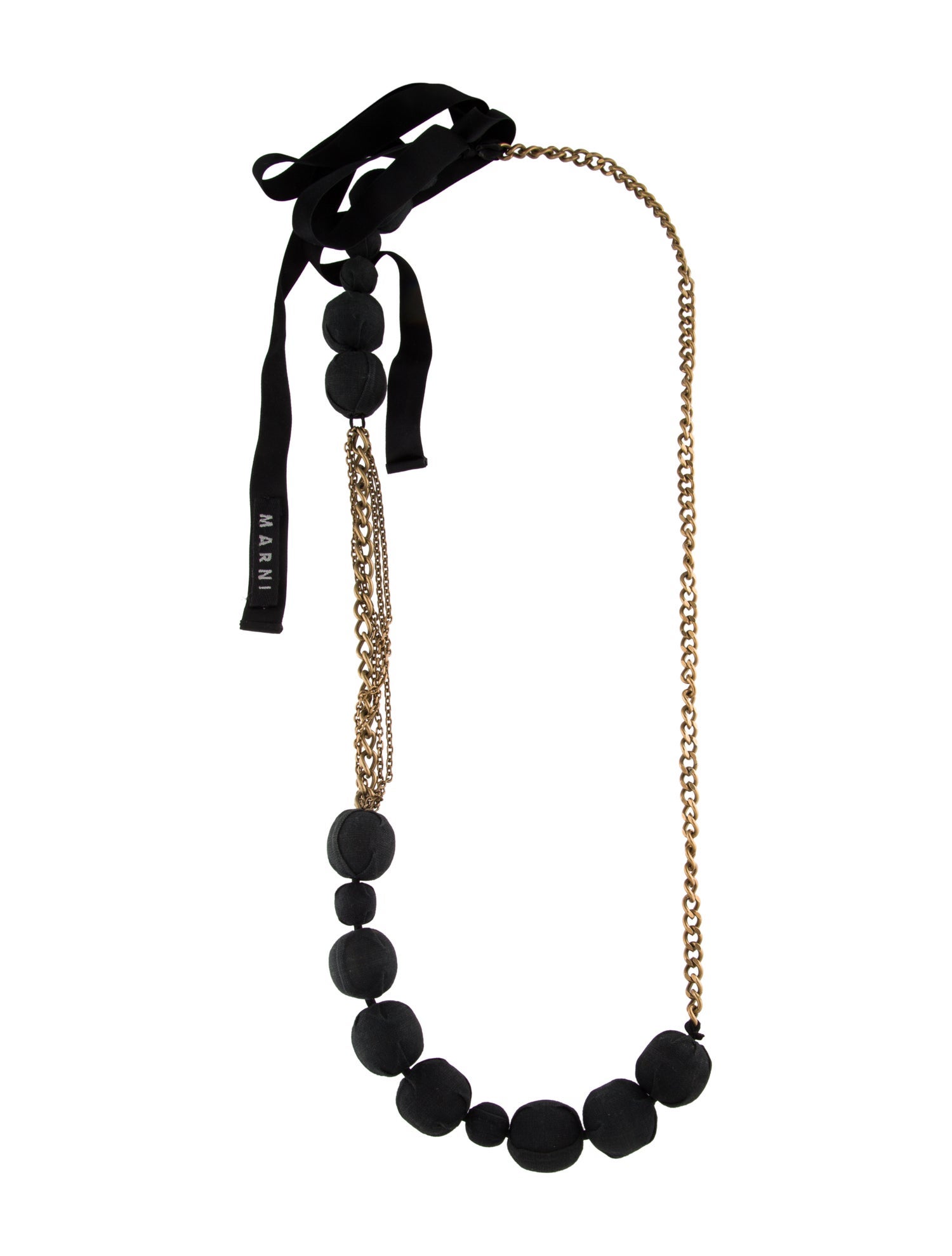 Marni Fabric Beaded Wrapped Chain Necklace