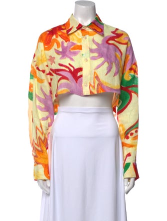 Marni Printed Long Sleeve Crop Top