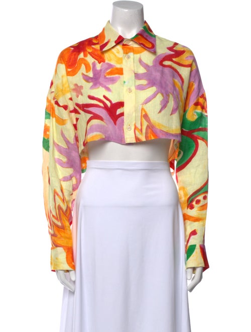 Marni Printed Long Sleeve Crop Top