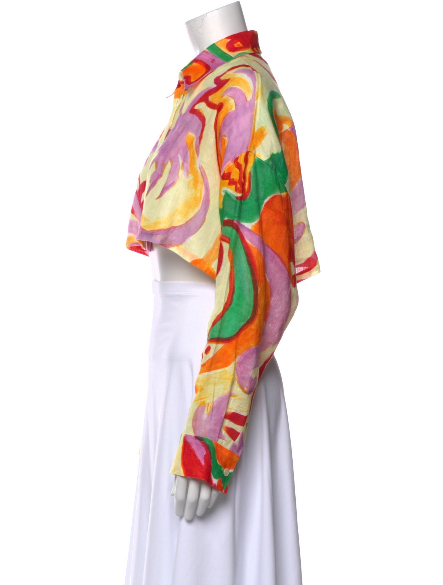 Marni Printed Long Sleeve Crop Top