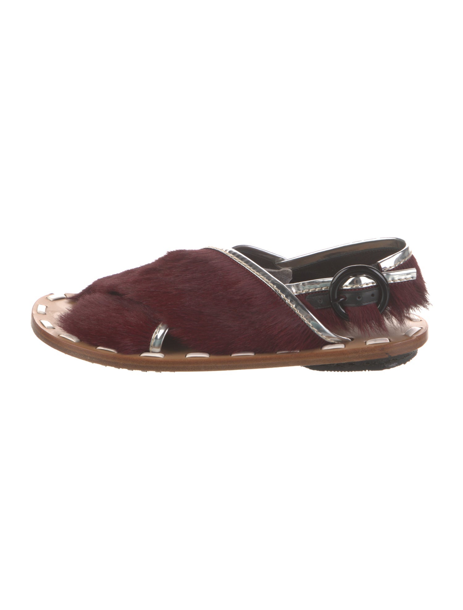 Marni Ponyhair Fur Trim Slingback Sandals