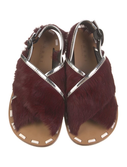 Marni Ponyhair Fur Trim Slingback Sandals