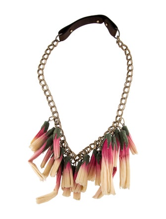 Marni Leather Flower Collar Necklace