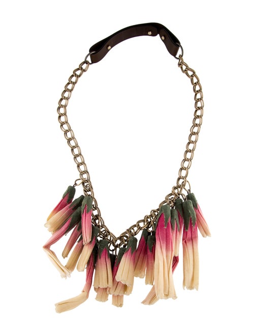 Marni Leather Flower Collar Necklace